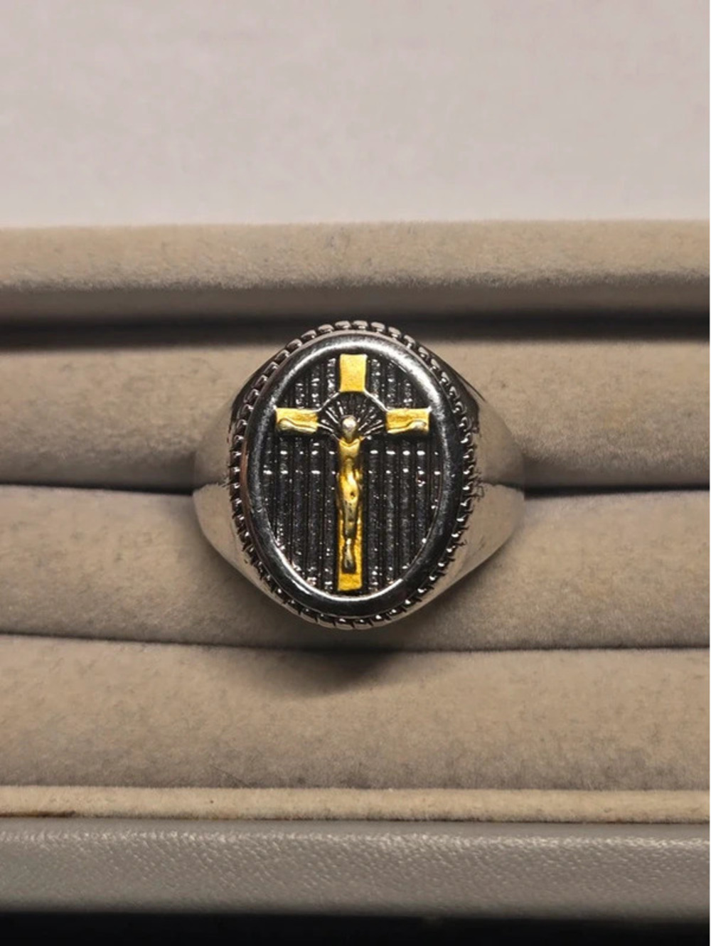 Silver-tone statement ring